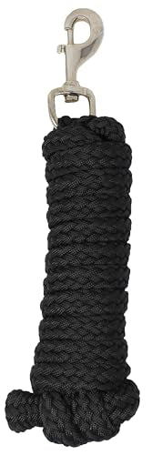 Horse 10' Soft Round Braided Nylon 5/8" Lead Rope with SS Bolt Snap 605SE01BK - color: Black/Stainless