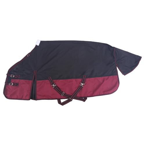 1200D Horse Blanket, 0g No-Fill Waterproof Turnout Rain Sheet - color: Black Wine, size: 84"