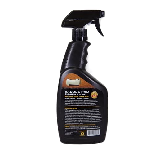 5 Star Equine Horse Saddle Pad Cleaner & Soak - Works on Horse Blankets, Wool and as a Leather Cleaner - Cleans, Freshens, Preserves & Softens 4-6 Equine Saddle Pads 24 oz. Spray Bottle