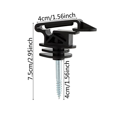Electric Fence Screw-in Tape Insulators, 25 Pcs, Black | Wood Post Insulators, Poly Tape Insulators, 1 Free Insulator Socket Tool