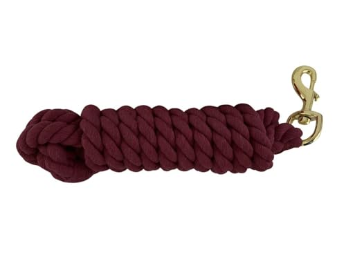 Showman 10' Braided Cotton Lead w/Brass Snap - color: Burgundy