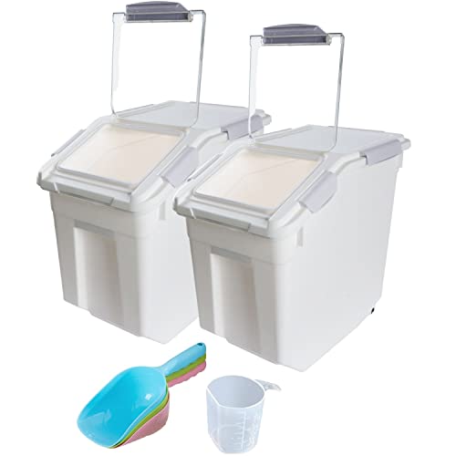 Saim 25lb Flour/Rice Storage Container with Rolling Casters(Gray) - color: Gray