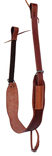 CHALLENGER Horse Western Basketweave Tooled Leather Rear Flank Saddle Cinch Billets 9780 - color: Tan