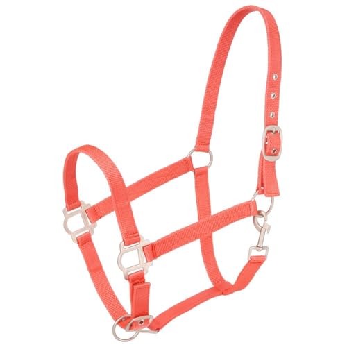 Tough1 Nylon Horse Halter with Satin Hardware - color: Orange