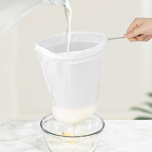 Large Ultra Fine Mesh Strainer Bags, Reusable with Stainless Steel Handle - color: Large