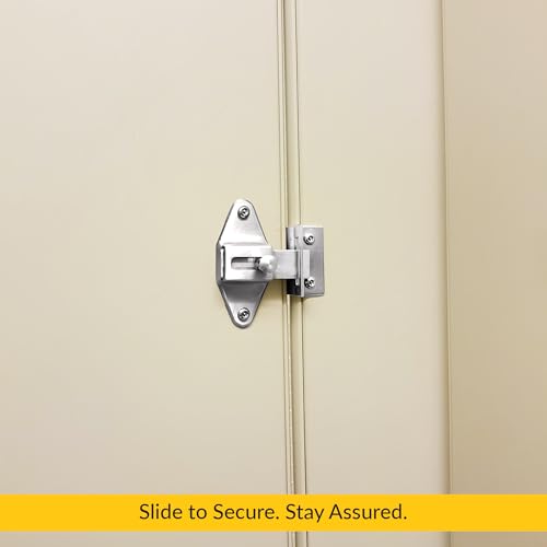 Brixwell Slide Latch and Keeper Set with Chrome Plated Finish, Zinc Material, Surface-Mounted, 3-1/2" Latch Hole Centers, Fits 1-1/4" Square Edge Pilaster, Includes Fasteners