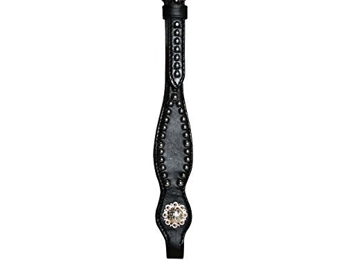 Tahoe Tack Leather Starry Night Studded Horse Headstall & Matching Reins, Black, Full Horse (17-1736-BK)