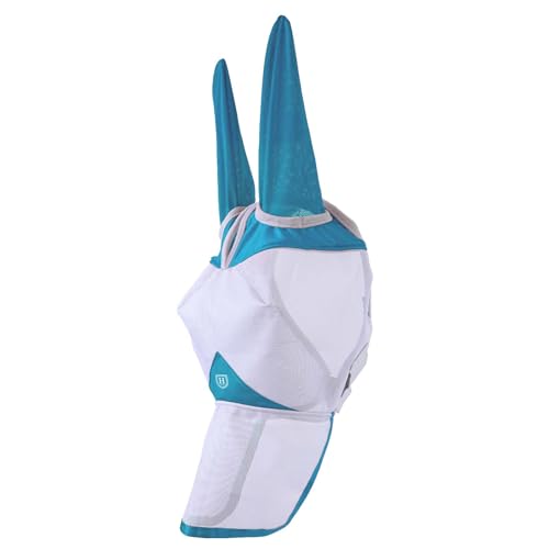 Harrison Howard Mule Donkey Fly Mask Full Face Protection with Nose Cover Sky Blue L - color: Sky Blue, size: Large