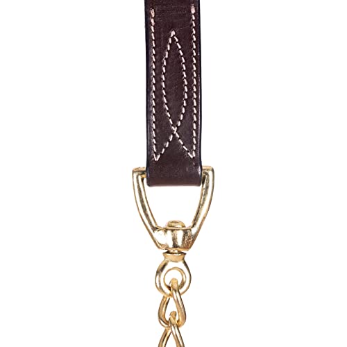 Equinavia Valkyrie Leather Lead Shank with Brass Plated Chain | 65" Leather, 24" Shank - Chocolate Brown - One Size