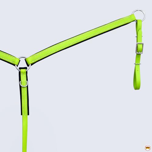 HILASON Western Horse Biothane Leather Breast Collar Tack - color: Lime Green & Black