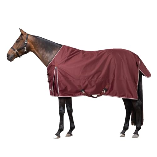 Horze Glasgow Light Weight Waterproof Combo Turnout Sheet with Neck Cover (No Fill) - Burgundy - 69 in - color: Burgundy, size: 69 in