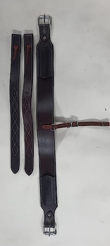 Horse Handcrafted Plain Oiled Brown Leather Back Cinch Rear Flank Saddle Cinch Girth with Billets
