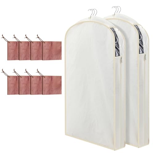 Briwooody Cotton Linen Garment Bags, 2 Sets, Moth Protection, Beige - color: Beige