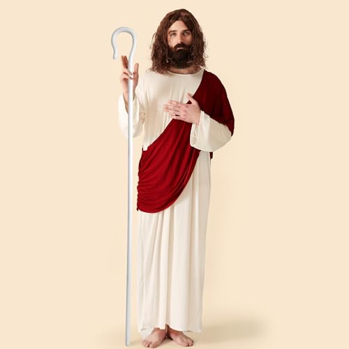 Spooktacular Creations White Shepherd Staff, Bo Peep Cane Shepherds Hook Prop Shepherdess Costume Accessories for Men Women Halloween Party