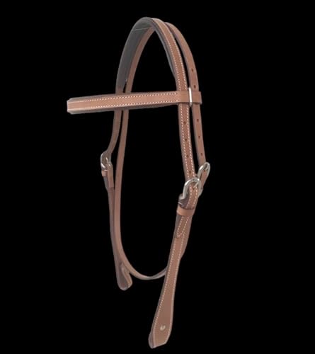 Majestic Ally Padded Leather Brow Band Headstall for Horses - color: Natural