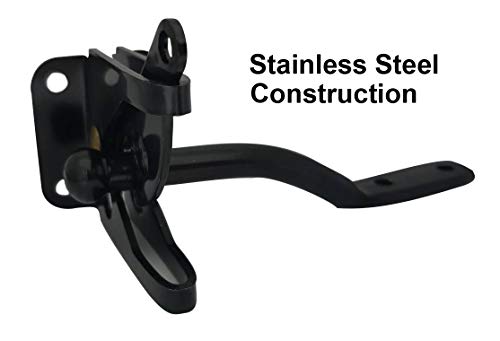 QCAA 304 Stainless Steel Self-Locking Gate Latch, 2-1/8", Black Coated, Made in Taiwan, 1 Pack - color: Black Coated on 304 Stainless Steel (2-1/8"), size: 1 Pack