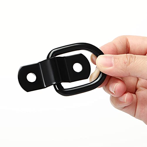 24 Pieces D-Ring Tie Down 1/4 Inch 700 Lbs D-Ring Bracket Mounting Plate for Ratchet Tie Down Straps Car Truck Bed Cargo(Black) - color: Black