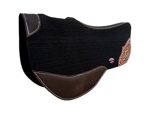 CHALLENGER Horse 32"x32" Western Contoured Wool Felt Round Barrel Saddle Pad Black 39259 - color: Black