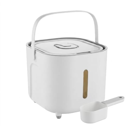 Food Storage Container with Lid, 11lbs Airtight Food Storage Bin for Rice, Cereal, Flour & Pet Food, BPA-Free Moisture-Proof Kitchen Storage Container, White