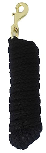 Horse 10' Soft Round Braided Nylon 5/8" Lead Rope with Brass Bolt Snap 605SE02BK