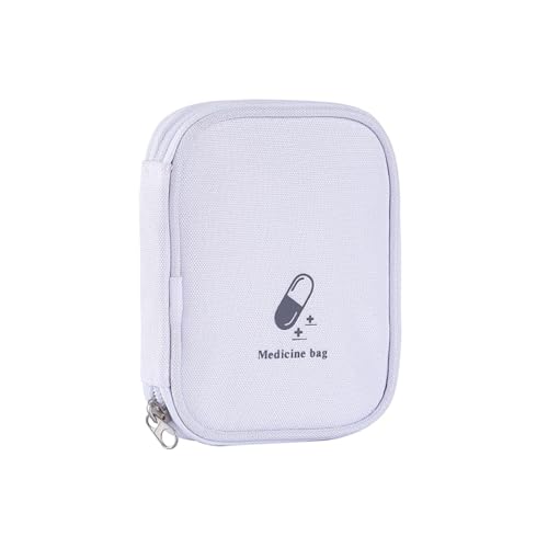 Portable small First Aid Pouch, Empty Travel Medicine Bag Pills Pocket for Travel School Home (White) - color: White