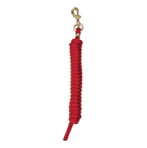 Reinsman Deluxe All-Around Lead Rope for Horse with 10" Heavy-Duty Bolt Snap and Clamp | Stain and UV Resistant | Brass Hardware | Polypropylene Blend for Flexibility and Durability, Red - color: Red