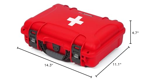 Nanuk 910 Waterproof First Aid Prepper Survival Gear Dust and Impact Resistant Case - Empty - Red, 910-FSA9 & Foam Inserts (3 Part) for 910 Case