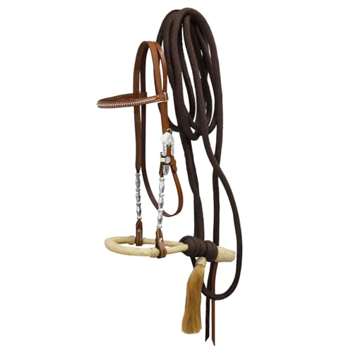 Showman Show Bosal Headstall w/Brown Nylon Mecate Reins