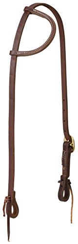 Weaver Leather Working Tack Sliding Ear Brass Single Buckle Headstall, Oiled Canyon Rose, 5/8" (10-0721)