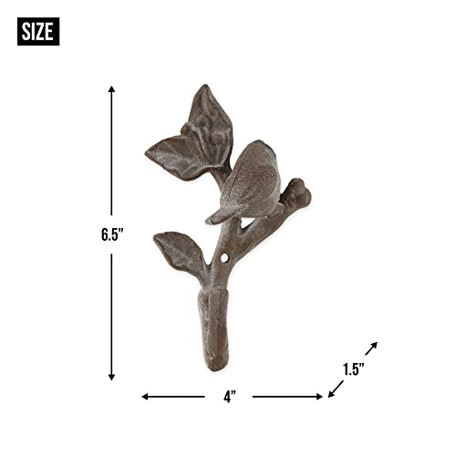 DII Cast Iron Decorative Wall Hook Set, Bird with Leaves, 2 Count - size: Bird with Leaves