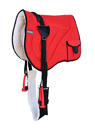 Horse Saddle PAD Trail Fleece Padded Adjustable Bareback Pad Pocket Stirrups 39193 - color: Red, size: Bareback Pad: 22" L x 36" W Cinch: 31" L x 3" W
