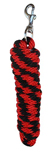10 ft Horse Nylon Heavy Duty Lead Rope Nickle Plated Brass Hardware 60553 - color: Red Black