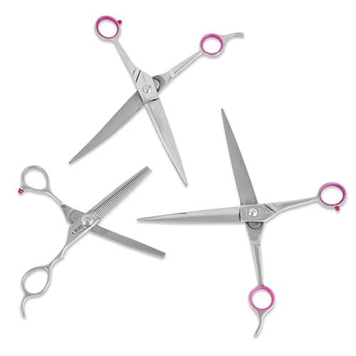 Geib Buttercut Dog Grooming Scissors, Stainless Steel Professional Dog Grooming Kit - Curved, Straight and Thinning Shears, 3 in 1 pet grooming kit - style: Gator Set