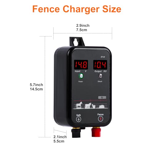 5Miles/8KM Electric Fence Charger,Output 10kV AC/DC Electric Fence Energizer 1 Joule with LED,Portable Electric Fence Plug in Charger for Livestock,Prevent Wild Animals Intrusion for Livestock Poultry