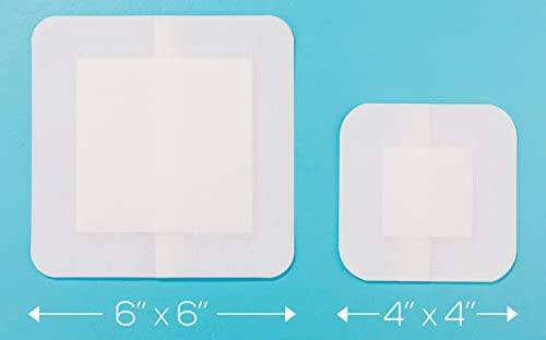 GauzeCare Island Dressing 6x6 (inch) 25 Pcs| Individually Packed Sterile Bordered Dressing | 4x4 Non-Stick Pad in Center with Acrylic Adhesive Borders| Water-Resistant Adhesive Pads for Wound Care - size: 6x6 Inch - 25 Dressings