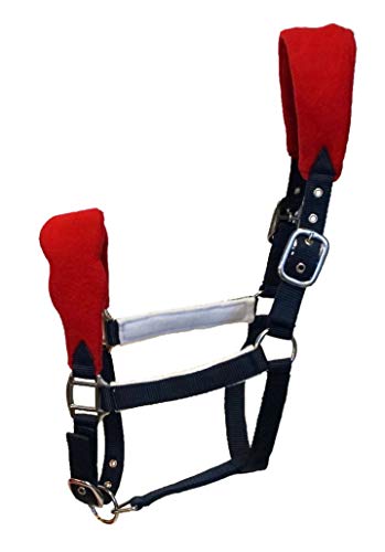 Full Horse Size Red, White, and Blue Nylon Fleece Padded Halter with 2.5" Crown and Nose