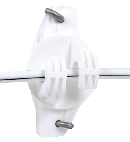 Gallagher White Wood Post Wide Jaw Claw Insulator 25-Pack | Durable UV-Resistant Insulators for Polywire, Polytape, and Steel Wire | Secure and Long-Lasting