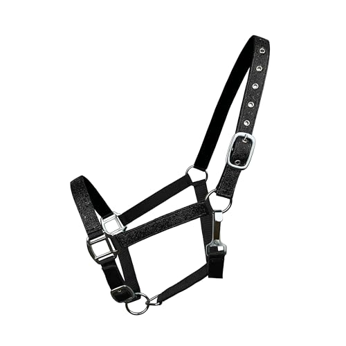 Neoprene Lined Nylon Adjustable Halter w/Glitter Overlay - color: Black