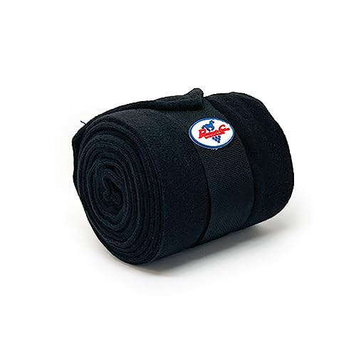 Professional's Choice Polo Wraps Double-Sided Fleece | Secure Hook and Loop Closure | Nine feet Long | Machine Washable - color: Black