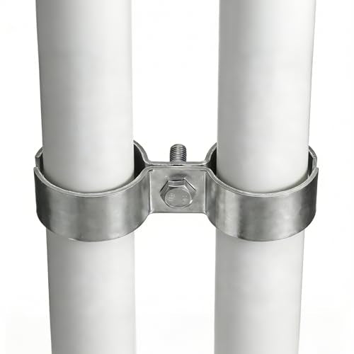 HARFINGTON 2pcs Chain Link Fence Panel Clamps 5/8" Stainless Steel Dog Kennel Clamps Fence Connector Temporary Dog Cage Hardware Parts with Bolts and Nuts for Round Pipe Panel - size: 5/8"