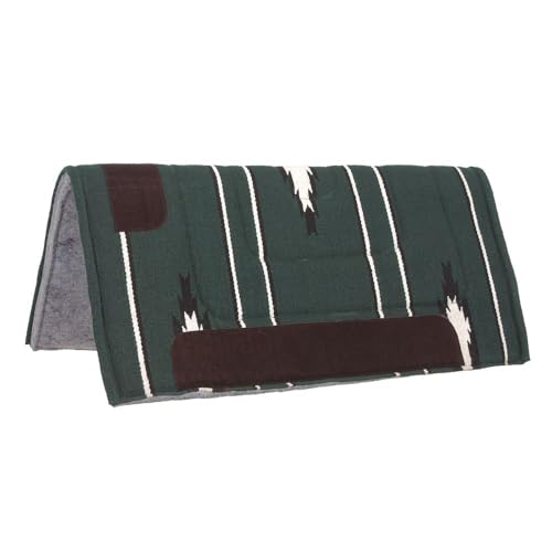 Tough 1 Tough-1 Sierra Square Saddle Pad/Felt Bottom - color: Hunter Green/Black/Cream