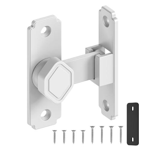 Sliding Barn Door Lock, 90 Degree Flip Security Gate Latch - color: White-1 Pc