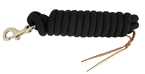 Formay Cowboy Horse Lead Rope 10' x 5/8" Leather Popper Nylon Brass Bolt Snap Green