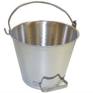 Premium Stainless Steel Pail, Vet/Milk Bucket, Made in USA, Completely Seamless & Thick, 9-20 Qt Sizes (13 Qt, Pail with Side Pour Handle)