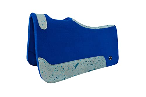 Horse 32" x 30" Western Contoured Wool Felt Therapeutic Saddle Pad 39232 - color: Royal Blue Hair-on