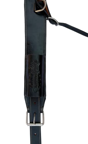 Western Leather Flank Cinch with Billets Set Rear Back Cinch Girth Tack Horse Cinches (Black)