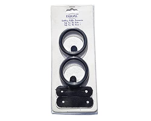 Grewal Equestrian Equal Black Peacock Safety Stirrup Rubber Rings and Leather Tabs