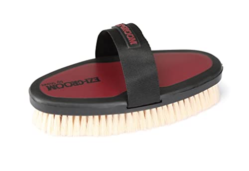 Shires Equestrian Ezi-Groom Grip Body Brush with Goat Hair (Burgundy) - color: Burgundy