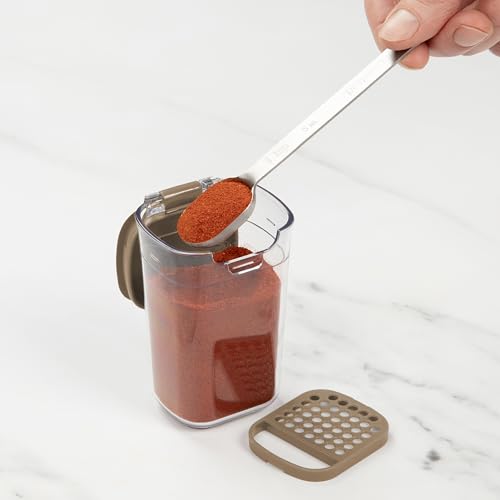 ProKeeper Progressive Seasoning & Spice Storage Container Set, 6 Airtight 5-Oz Keepers with Removable Shaker and Leveler Inserts, Stackable, BPA-Free, Dishwasher Safe, Taupe - color: Taupe