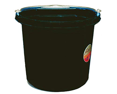 Fortiflex Flat Back Feed Bucket for Dogs/Cats and Small Animals, 24-Quart, Black